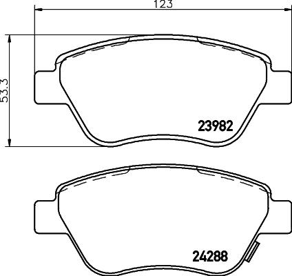 HELLA 8DB 355 012-831 - Тормозные колодки, дисковые, комплект www.autospares.lv