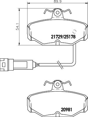 HELLA 8DB 355 017-631 - Тормозные колодки, дисковые, комплект www.autospares.lv