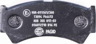 HELLA 8DB 355 017-031 - Тормозные колодки, дисковые, комплект www.autospares.lv