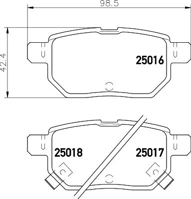 HELLA 8DB 355 036-871 - Тормозные колодки, дисковые, комплект www.autospares.lv