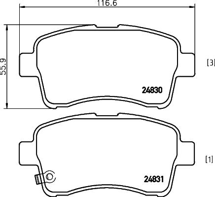 HELLA 8DB 355 029-681 - Тормозные колодки, дисковые, комплект www.autospares.lv