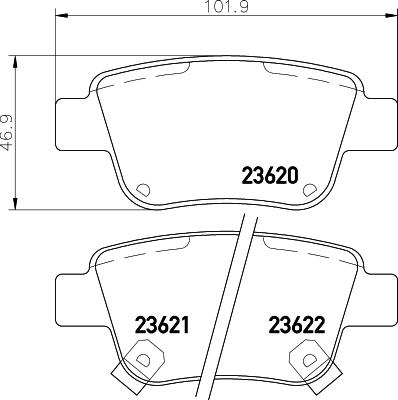 HELLA 8DB 355 029-621 - Тормозные колодки, дисковые, комплект www.autospares.lv