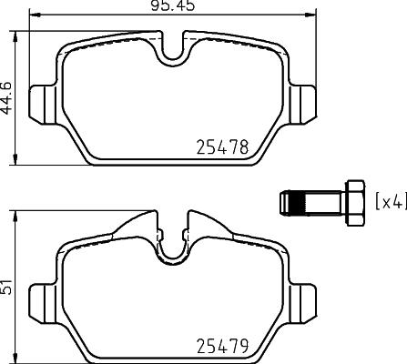 HELLA 8DB 355 026-041 - Bremžu uzliku kompl., Disku bremzes autospares.lv