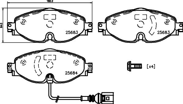 HELLA 8DB 355 026-541 - Bremžu uzliku kompl., Disku bremzes autospares.lv