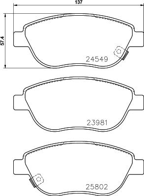 HELLA 8DB 355 020-881 - Тормозные колодки, дисковые, комплект www.autospares.lv