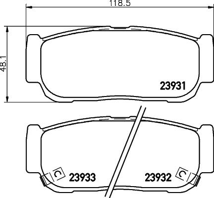 HELLA 8DB 355 020-221 - Тормозные колодки, дисковые, комплект www.autospares.lv