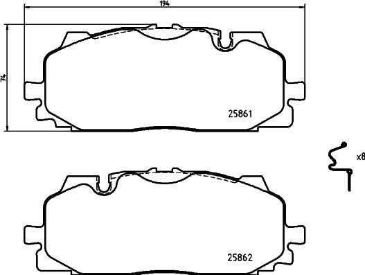 HELLA 8DB 355 021-641 - Bremžu uzliku kompl., Disku bremzes www.autospares.lv