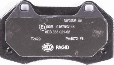 HELLA 8DB 355 021-621 - Bremžu uzliku kompl., Disku bremzes www.autospares.lv