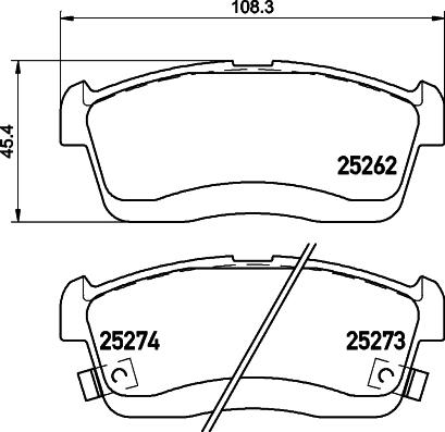 HELLA 8DB 355 028-861 - Тормозные колодки, дисковые, комплект www.autospares.lv