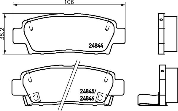 HELLA 8DB 355 028-751 - Тормозные колодки, дисковые, комплект www.autospares.lv