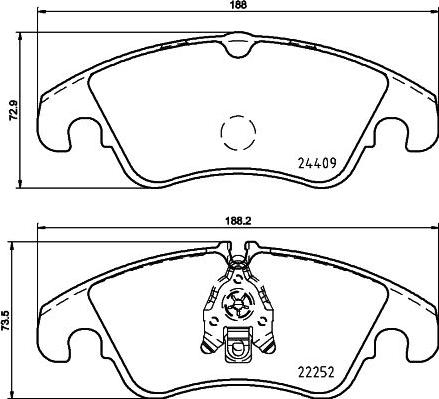 HELLA 8DB 355 023-221 - Тормозные колодки, дисковые, комплект www.autospares.lv