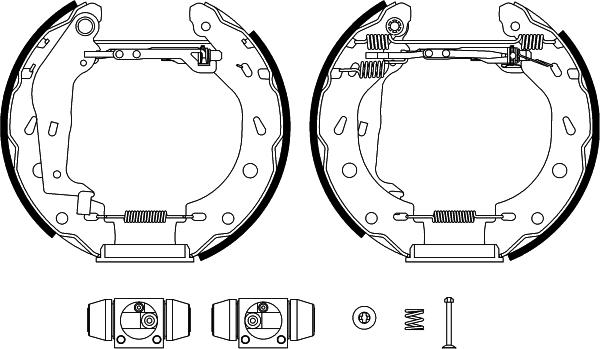 HELLA 8DB 355 022-351 - Комплект тормозных колодок, барабанные www.autospares.lv