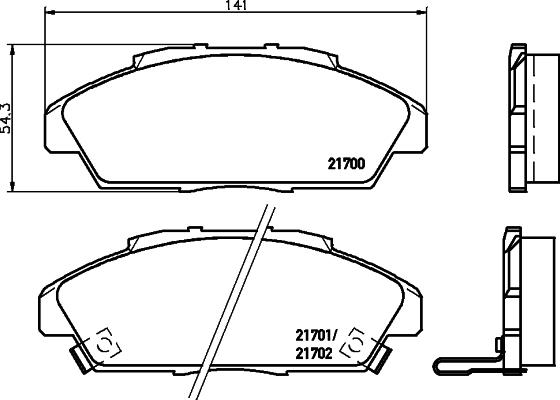 HELLA 8DB 355 027-221 - Тормозные колодки, дисковые, комплект www.autospares.lv