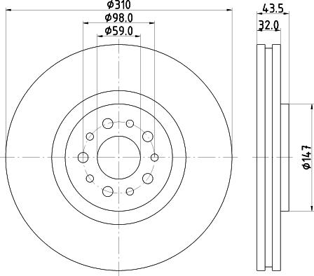 HELLA 8DD 355 109-131 - Bremžu diski autospares.lv