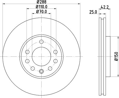 HELLA 8DD 355 104-682 - Bremžu diski autospares.lv