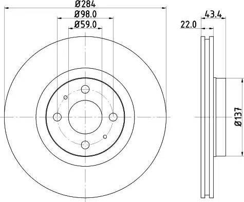 HELLA 8DD 355 102-381 - Тормозной диск www.autospares.lv