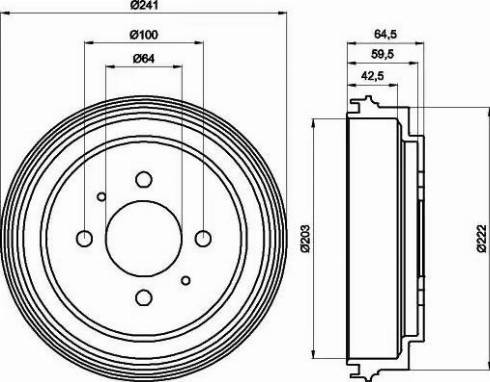 HELLA 8DT 355 300-551 - Bremžu trumulis autospares.lv