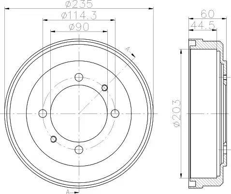 HELLA 8DT 355 301-061 - Bremžu trumulis autospares.lv