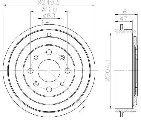 HELLA 8DT 355 301-101 - Bremžu trumulis www.autospares.lv