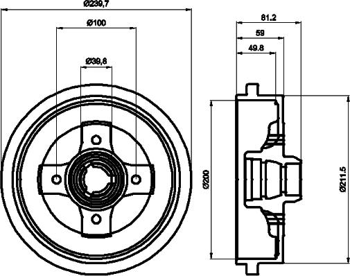 HELLA 8DT 355 301-701 - Bremžu trumulis www.autospares.lv