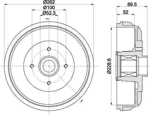 HELLA 8DT 355 303-411 - Bremžu trumulis www.autospares.lv