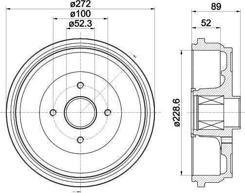 HELLA 8DT 355 303-111 - Bremžu trumulis www.autospares.lv