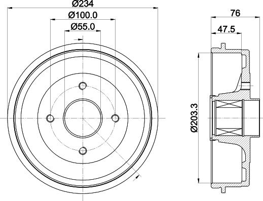 HELLA 8DT 355 303-321 - Bremžu trumulis www.autospares.lv