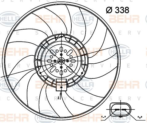 HELLA 8EW 351 000-484 - Fan, radiator www.autospares.lv