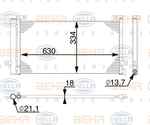 HELLA 8FC 351 008-524 - Kondensators, Gaisa kond. sistēma www.autospares.lv