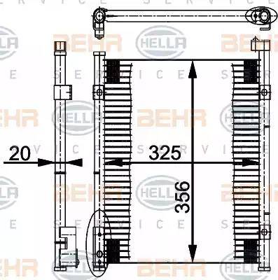 HELLA 8FC 351 037-021 - Kondensators, Gaisa kond. sistēma www.autospares.lv