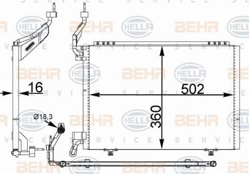 HELLA 8FC 351 344-221 - Kondensators, Gaisa kond. sistēma www.autospares.lv