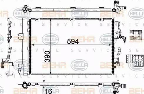 HELLA 8FC 351 301-764 - Kondensators, Gaisa kond. sistēma www.autospares.lv