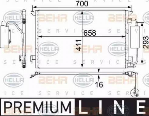 HELLA 8FC 351 302-591 - Kondensators, Gaisa kond. sistēma www.autospares.lv