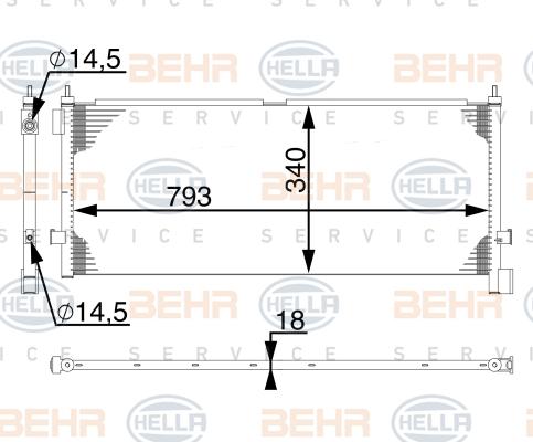 HELLA 8FC 351 307-314 - Kondensators, Gaisa kond. sistēma www.autospares.lv