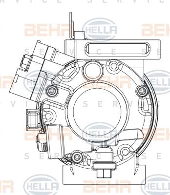 HELLA 8FK 351 008-091 - Kompresors, Gaisa kond. sistēma www.autospares.lv