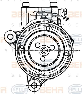 HELLA 8FK 351 007-231 - Kompresors, Gaisa kond. sistēma www.autospares.lv