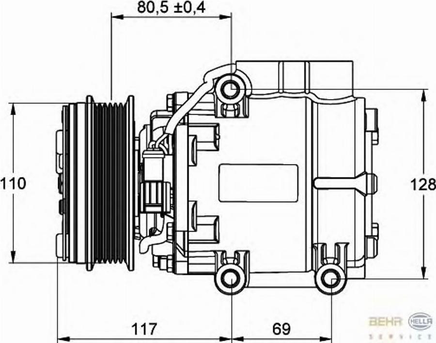 HELLA 8FK 351 109-201 - Kompresors, Gaisa kond. sistēma www.autospares.lv