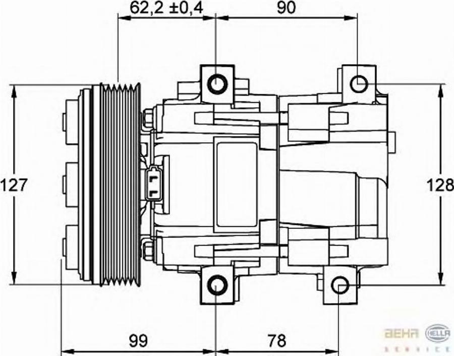 HELLA 8FK351113431 - Kompresors, Gaisa kond. sistēma www.autospares.lv