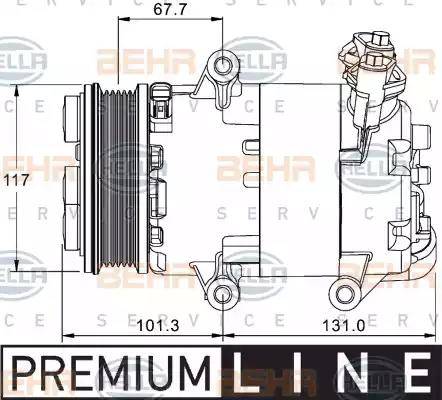 HELLA 8FK 351 334-041 - Kompresors, Gaisa kond. sistēma www.autospares.lv