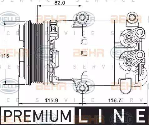 HELLA 8FK 351 334-061 - Kompresors, Gaisa kond. sistēma www.autospares.lv