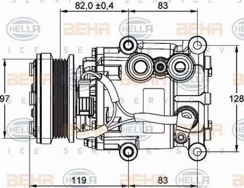 HELLA 8FK 351 334-001 - Kompresors, Gaisa kond. sistēma www.autospares.lv