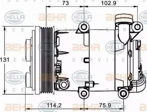 HELLA 8FK 351 334-031 - Kompresors, Gaisa kond. sistēma www.autospares.lv