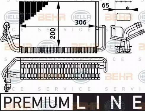 HELLA 8FV 351 211-301 - Iztvaikotājs, Gaisa kondicionēšanas sistēma www.autospares.lv