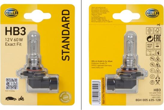 HELLA 8GH005635-128 - Bulb, spotlight www.autospares.lv