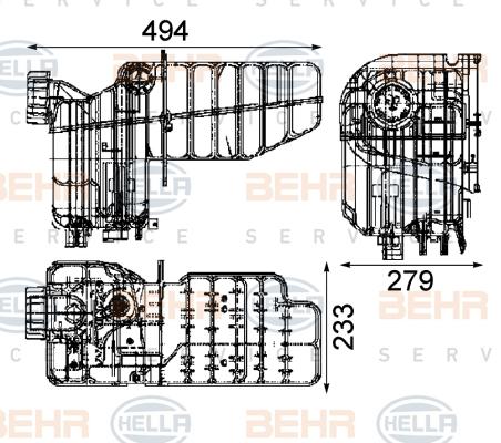 HELLA 8MA 376 705-464 - Kompensācijas tvertne, Dzesēšanas šķidrums www.autospares.lv