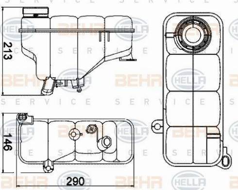 HELLA 8MA 376 702-234 - Kompensācijas tvertne, Dzesēšanas šķidrums www.autospares.lv