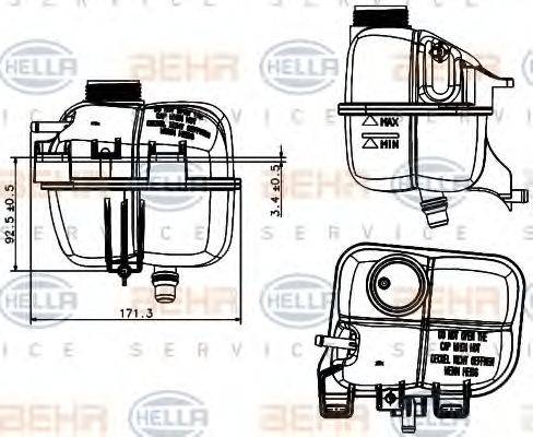 HELLA 8MA 376 737-221 - Kompensācijas tvertne, Dzesēšanas šķidrums www.autospares.lv