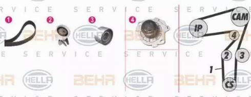 HELLA 8MP 376 806-881 - Водяной насос + комплект зубчатого ремня ГРМ www.autospares.lv