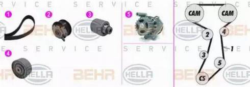 HELLA 8MP 376 816-881 - Водяной насос + комплект зубчатого ремня ГРМ www.autospares.lv