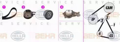 HELLA 8MP 376 816-871 - Водяной насос + комплект зубчатого ремня ГРМ www.autospares.lv